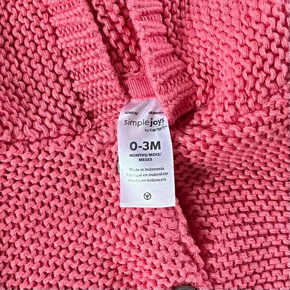 Carters Baby Girl 3 Months Hooded Cardigan Sweater Pink 3D Ears Button Front